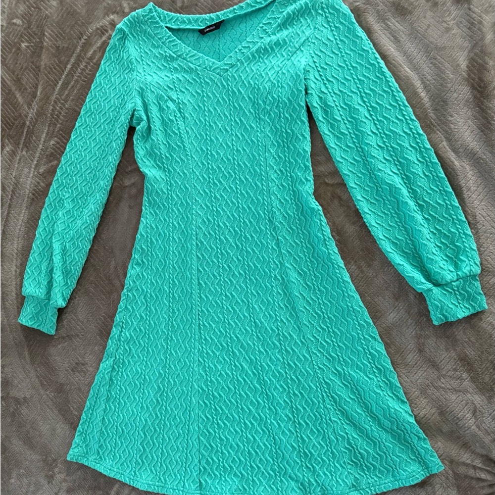 Vibrant Teal Long Sleeve Dress